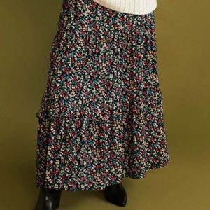 MNG Black Floral Sena Maxi Skirt